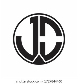 Círculo monograma del logotipo JO con el estilo de la cinta en el fondo blanco