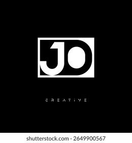 Monograma de espacio negativo JO: logotipo minimalista de marca de letras en blanco y negro para marca creativa, identidad de moda y conceptos de diseño modernos
