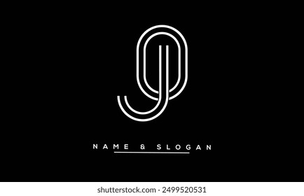 Monograma del logotipo de las letras Abstractas de JO, OJ