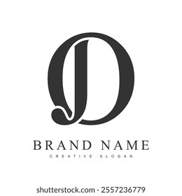 JO trendy logotype template. Initial letter j and o classic font style. Creative logo for company name or identity. Vector illustration.