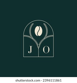 JO Unique and simple logo design combination of letters and coffee bean