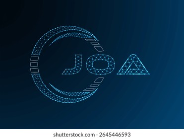JOA low poly letter logo vector design. JOA lower poly logo design. Low poly logo.