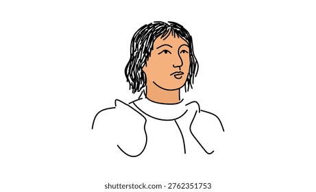 Joan of Arc portrait, flat vector illustration