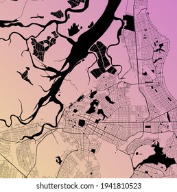 Joao Pessoa, Brazil - Urban vector city map with parks, rail and roads, highways, minimalist town plan design poster, city center, downtown, transit network, street blueprint