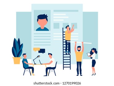 Job agency. Job interview, recruitment agency vector illustration.