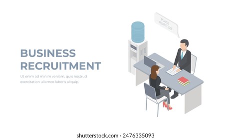 Job agency. Job interview, recruitment agency vector illustration.