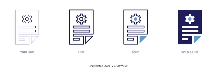 Job analysis icon in 4 different styles. Thin Line, Line, Bold, and Bold Line. Duotone style. Editable stroke.