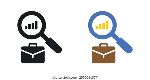 Job analysis icon set in black and colored version