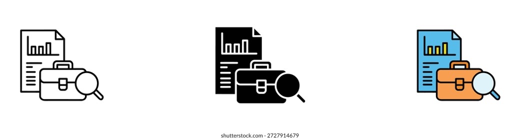 Icono de análisis de trabajo. Vector de análisis de negocio e informe financiero. Ilustración vectorial.