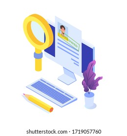 Job application Approved document paper. Vector isometric illustration
