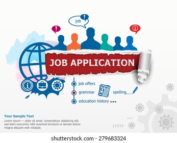 Job application concept and group of people. Flat design illustration concepts for business, consulting, finance, management, career, human resources.  