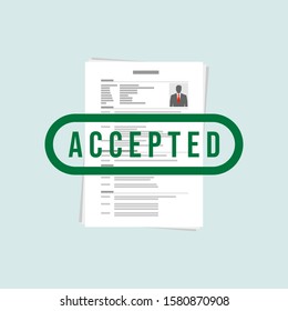 Job application flat illustration concept. Top view. Modern flat design concepts for web banners, web sites, printed materials, infographics. Creative vector illustration. Accepted Curriculum Vitae