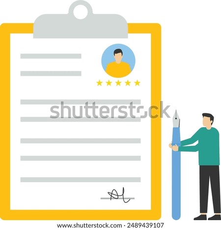 job application form. people choose a resume for a job. medical opinion, doctor, and diagnosis. Small character recruitment agency. claim form, Vector illustration in flat cartoon style.