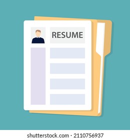 job application form, resume on file folder - vector illustration