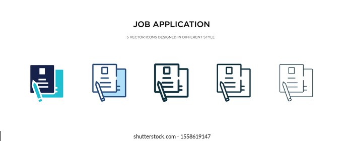 job application icon in different style vector illustration. two colored and black job application vector icons designed in filled, outline, line and stroke style can be used for web, mobile, ui