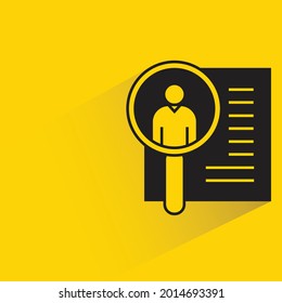 job application and magnifier icon on yellow background