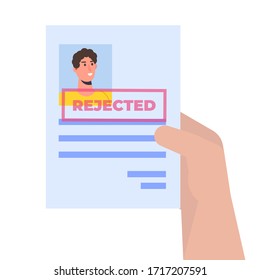 Job Application Rejected Document Paper. Vector Isometric Illustration