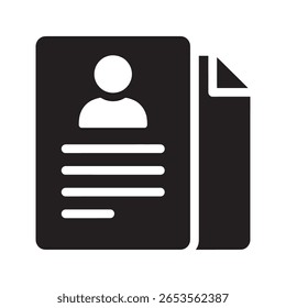 Job application resume icon for human resources and recruitment process candidate cv document for career opportunity and employment seeking a position vector solid glyph icon