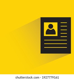 job application or resume with shadow on yellow background