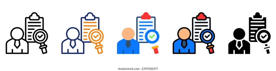 Icono de evaluación de trabajo Ilustración vectorial de estilos múltiples