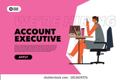 Job Board Hiring Account Executive Flat Illustration