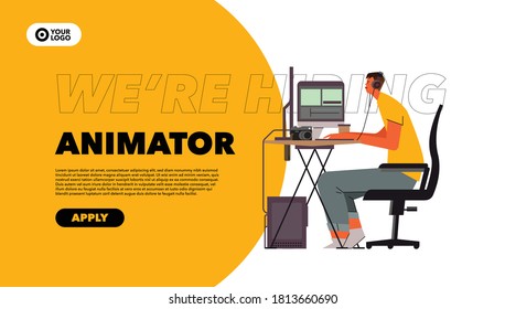 Job Board Template Hiring Animator Flat Illustration