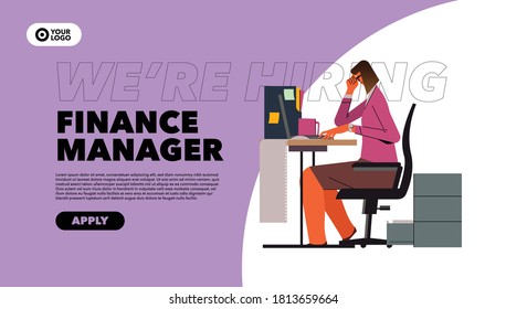 Job Board Template Hiring Finance manager Flat Illustration