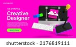 Job Board Template Hiring Graphic Designer 3D illustration and creative icon