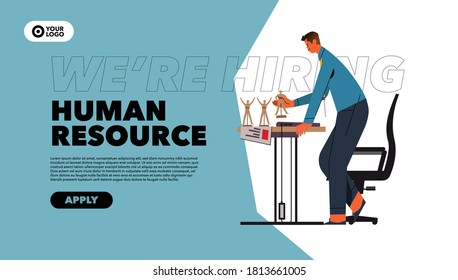 Job Board Template Hiring Human Resource Flat Illustration