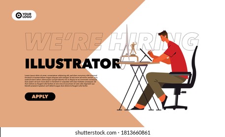 Job Board Template Hiring Illustrator Flat Illustration