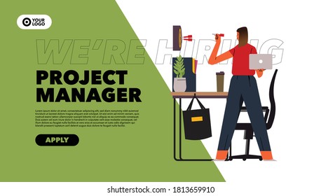 Job Board Template Hiring Project Manager Flat Illustration