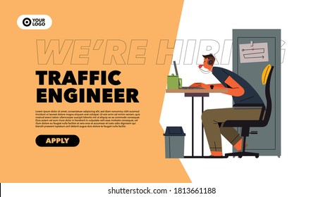 Job Board Template Hiring Traffic Engineer Flat Illustration