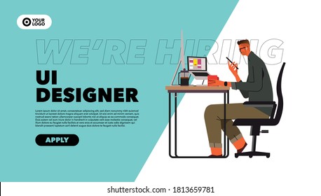 Job Board Template Hiring User Interface Designer Flat Illustration