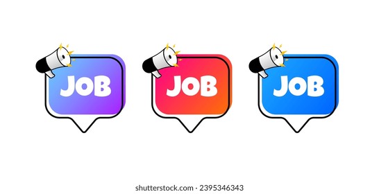 Job bubbles. Flat, color, message bubbles, speaker icons, job icons. Vector icons