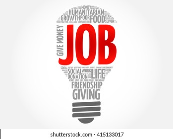 JOB bulb word cloud collage concept