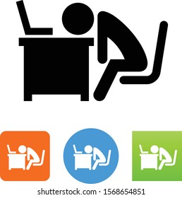 Job Burnout Sleeping At Desk Icon
