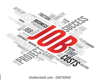 JOB business concept in word tag cloud, vector background