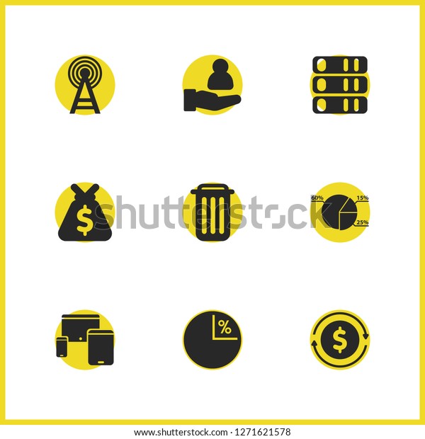 Job Business Icons Set Basket Pie Stock Vector Royalty Free 1271621578