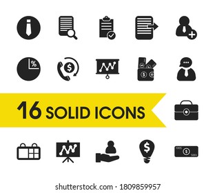 Job business icons set with case, purse and add person elements. Set of job business icons and wallet concept. Editable vector elements for logo app UI design.