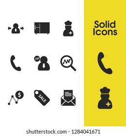 Job business icons set with person statistic, sale and cook elements. Set of job business icons and bedside concept. Editable vector elements for logo app UI design.