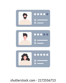 Job Candidate Cards. The concept of getting a job. Isolated. Vector.