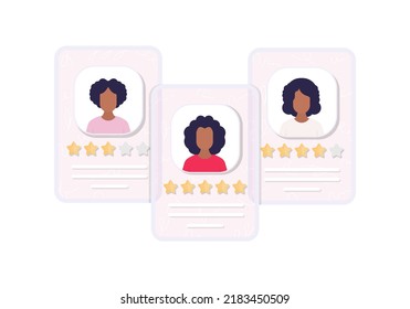 Job candidate cards with rating. Vector illustration.