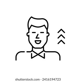 Job candidate developing new skills. Work promotion. Pixel perfect, editable stroke icon