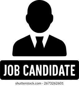 Icono plano del candidato del trabajo con el color blanco y negro