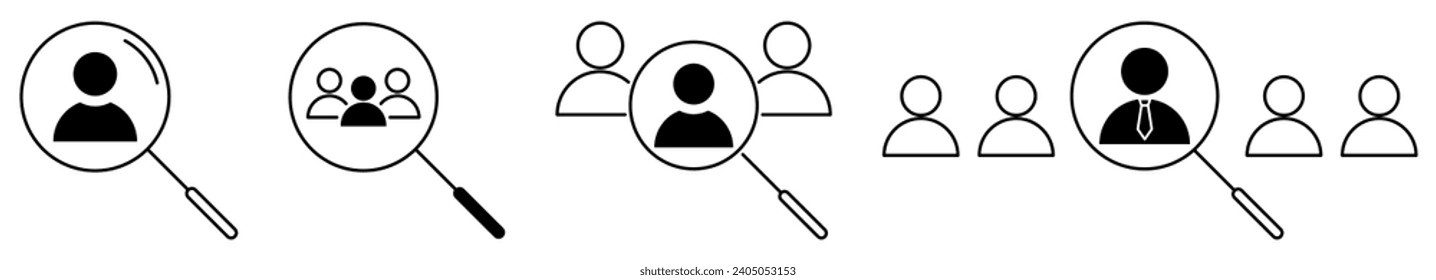 Job candidate icon set. Human resources recruitment or hiring new employee