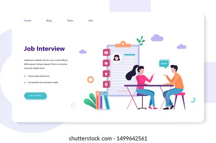 Job candidate. Idea of employment and job interview. Recruitment manager searching. Web banner design. Isolated vector illustration in cartoon style