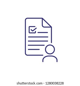 Job candidate line icon. Person, worker, employee, profile, curriculum vitae. Career concept. Vector illustration can be used for topics like working, business, job offer  