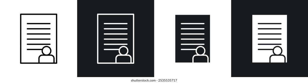 Job candidate vector icon set in black and white. EPS 10 illustration