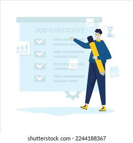 Job checklist time management flat illustration