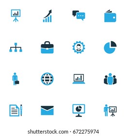 Job Colorful Icons Set. Collection Of Growing Chart, Analytics, Pie Chart And Other Elements. Also Includes Symbols Such As Group, Chat, Envelope.